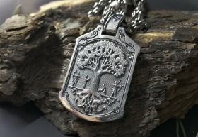Медальон Волк со змеем - Серебро (4 см)